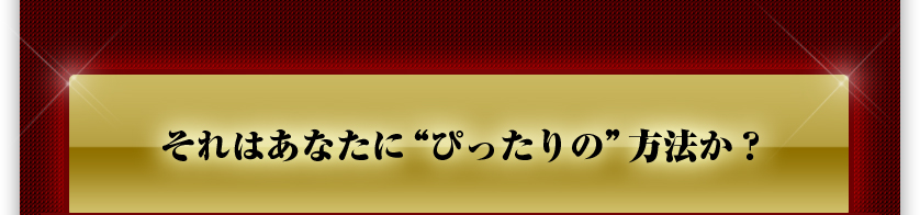 “それはあなたに“ぴったりの”方法か?